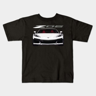 C8 Arctic White Z06 c8r graphic car line art Kids T-Shirt